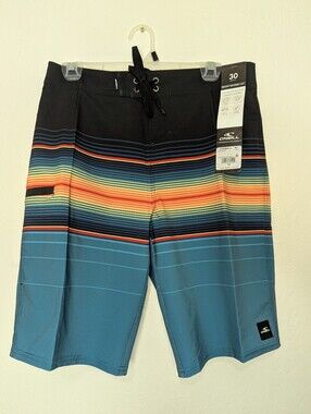 NWT O'Neill Hyperfreak Heat Stripe 21" Boardshorts Men's Size 30